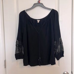 Black boho style blouse